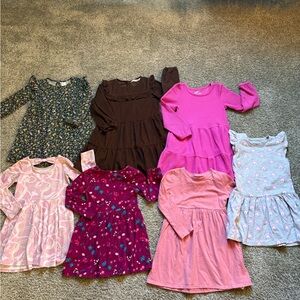 Bundle of Girls Dresses Sz 4T - Pink, Brown, Blue, Gray